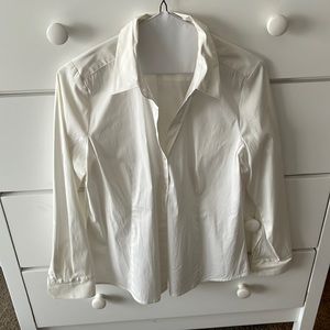 White Ann Taylor Petite fitted dress shirt